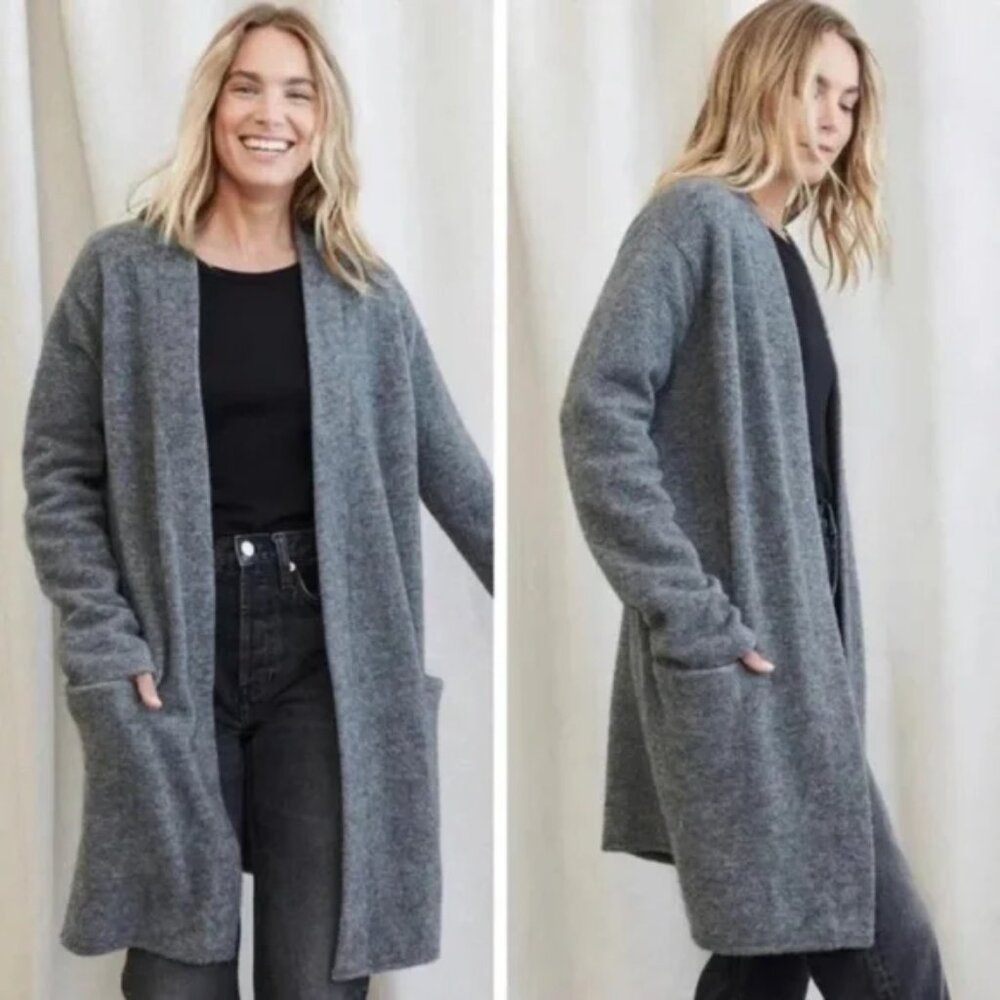 Jenni Kayne Longline Open Front Sweater Coat XXL Yak Wool Flawless Relaxed Cozy